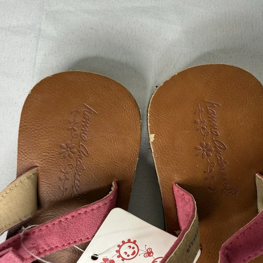 Hanna Andersson Pink Fringe Sandals Boho Girly Flip Flop‎ Summer Girls 11/12